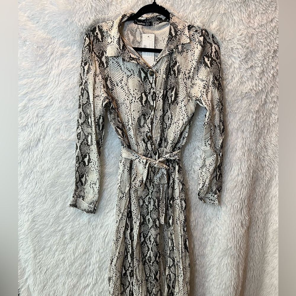 Snakeskin Print Shirt Dress - Picture 1 of 3